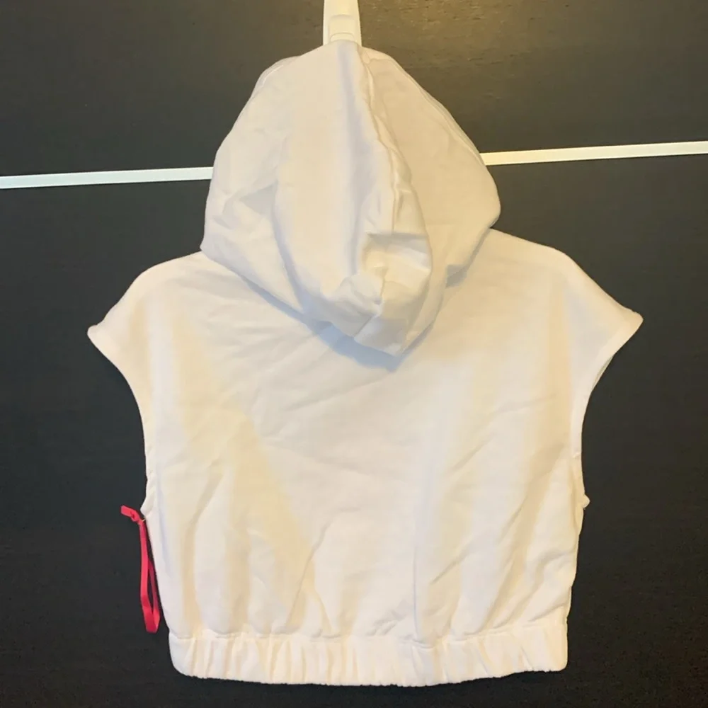 Justice Sport Girls White Short Sleeve Pullover Graphic Hoodie - NWOT